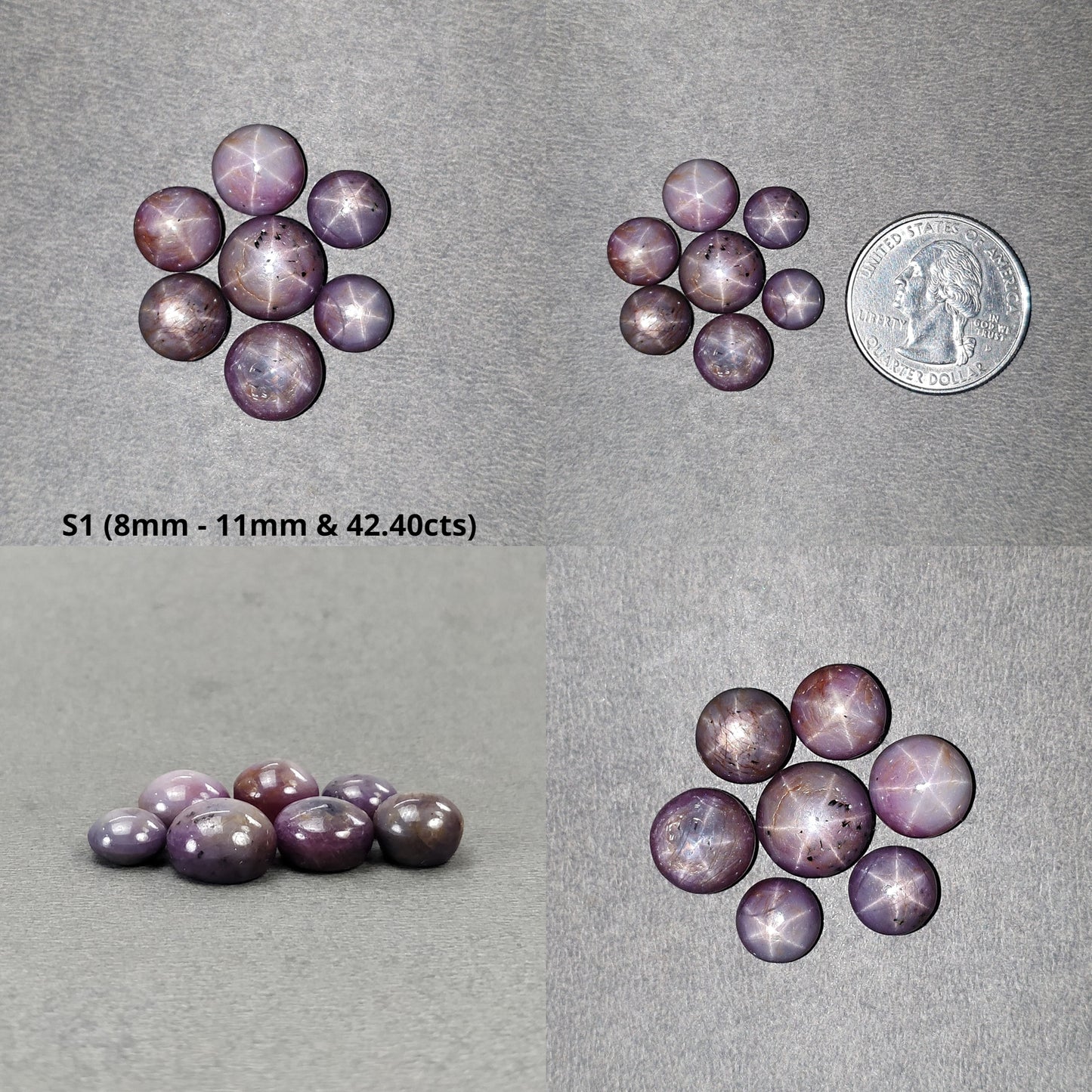 Star Sapphire Gemstone Cabochon : Natural Untreated African Pink Sapphire 6Ray Star Oval & Round Shape Lots