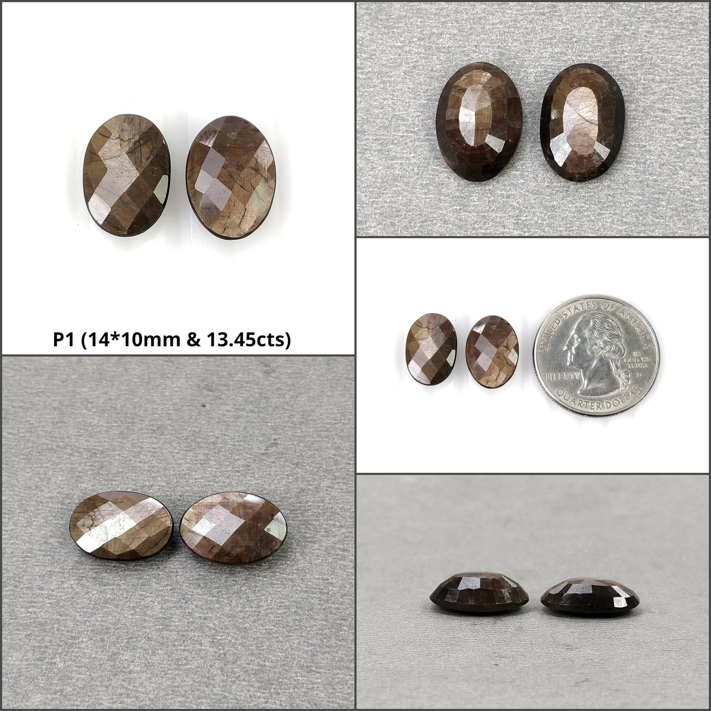 Sapphire Gemstone Normal & Checker Cut : Natural Untreated Chocolate And Silver Sapphire Round Oval Shape Pairs