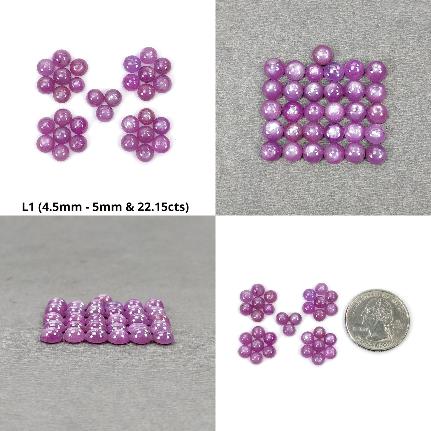 Sapphire Gemstone Cabochon : Natural Untreated Raspberry Pink Sheen Sapphire Round Shape 4.5mm - 5mm Lots