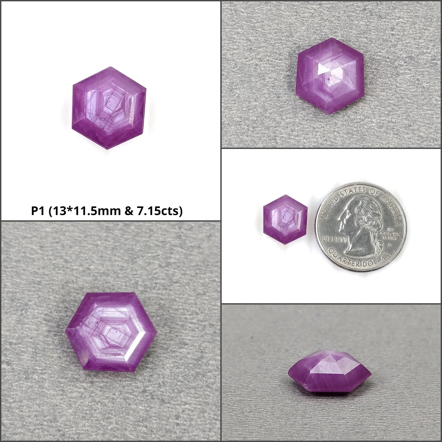 Sapphire Gemstone Normal Cut : Natural Untreated Unheated Raspberry Pink Sheen Sapphire Hexagon Shape