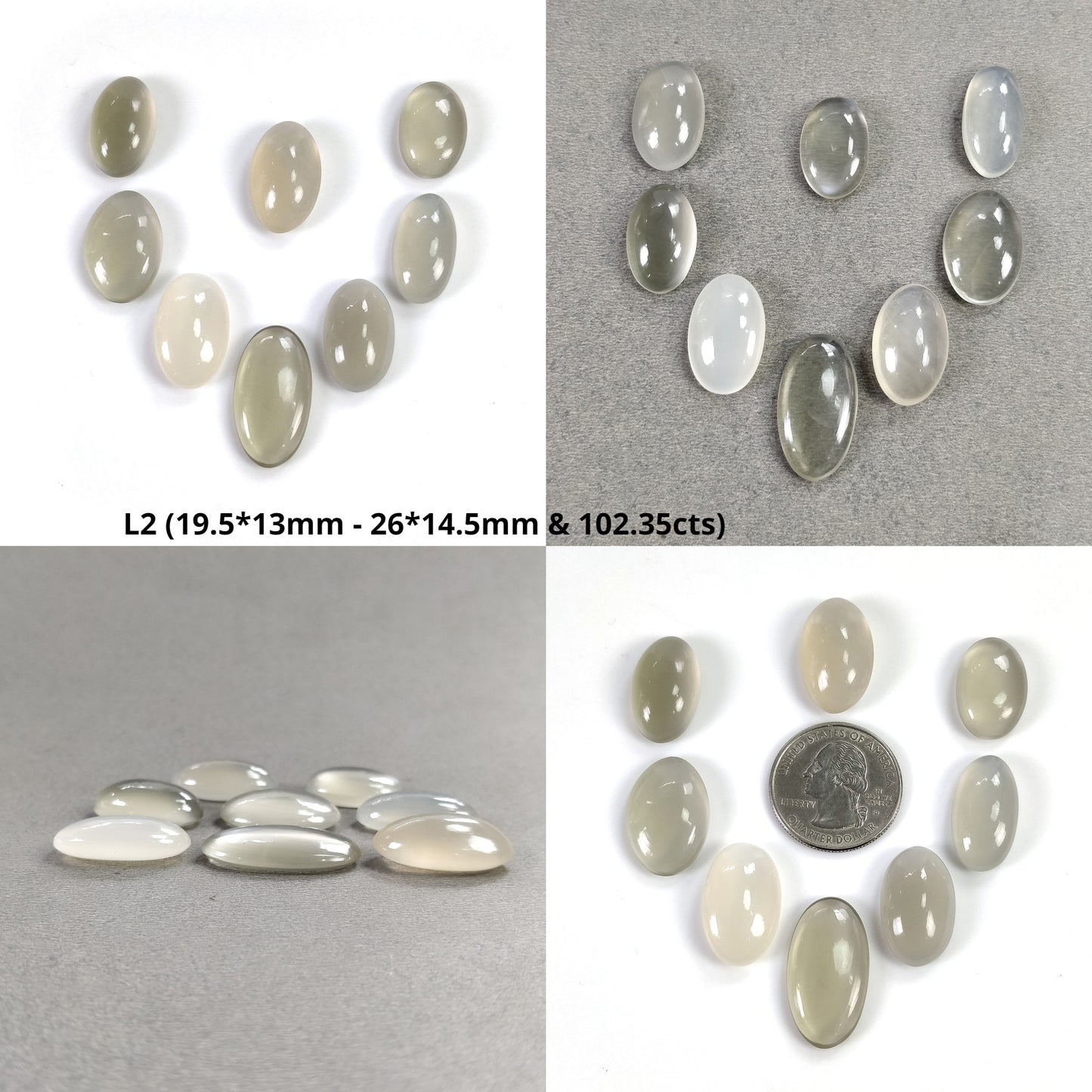 MOONSTONE Gemstone Cabochon : Natural Untreated Unheated Multi Color Moonstone Oval Shape 8pcs Lots
