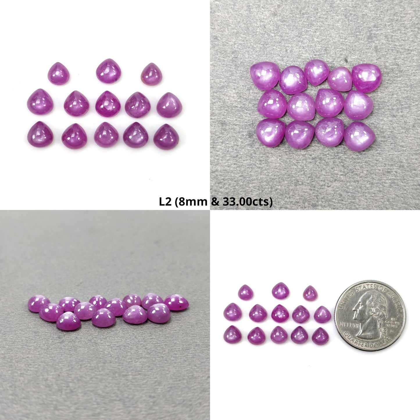 Raspberry Sheen Pink SAPPHIRE Gemstone Cabochon : Natural Untreated Sapphire Heart Shape 12pcs 13pcs 20pcs 23pcs Lot