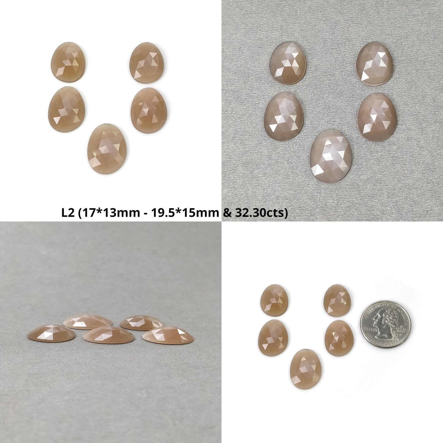 PEACH MOONSTONE Gemstone Rose Cut : Natural Untreated Unheated Moonstone Uneven Egg Shape 5pcs 6pcs & 7pcs