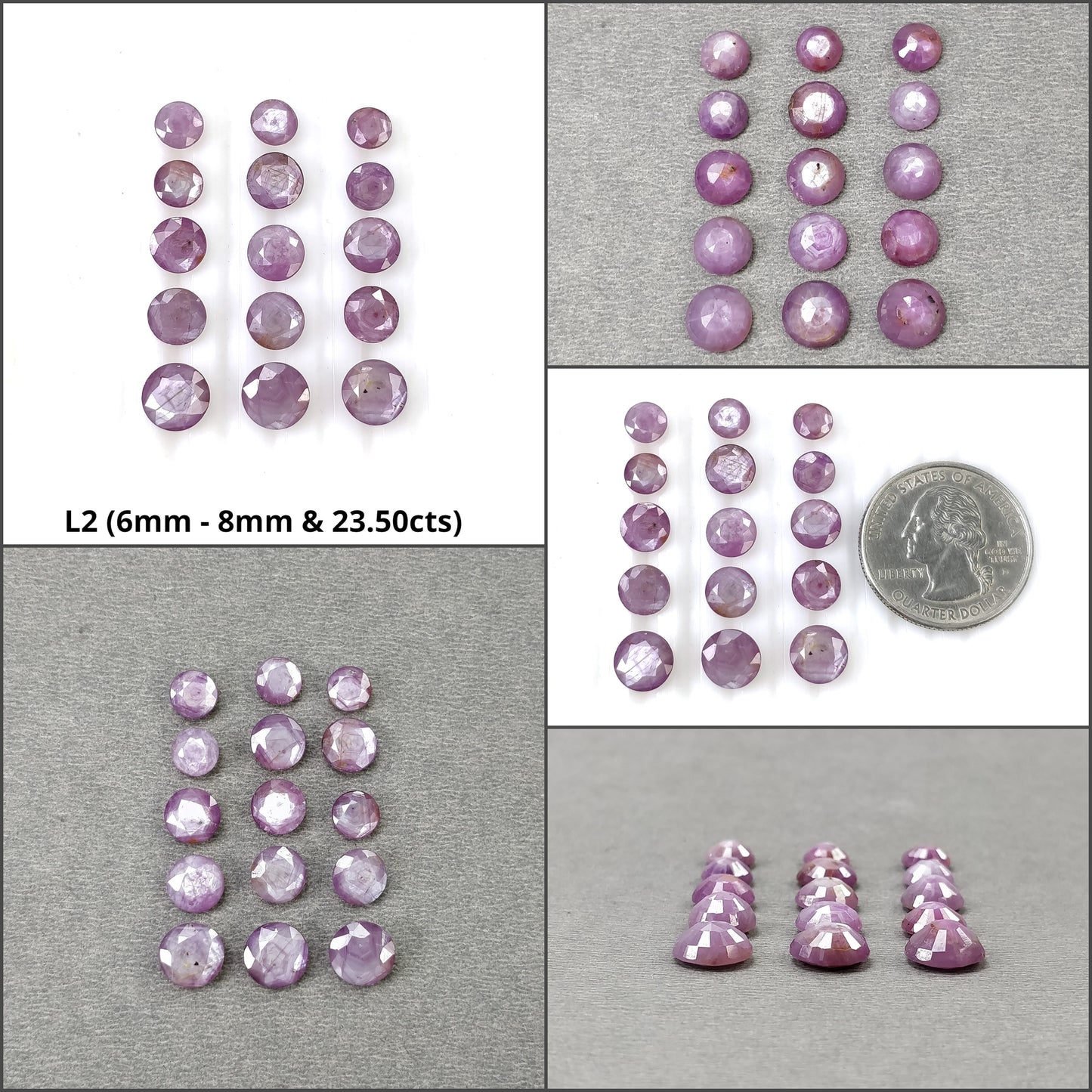 Raspberry Sheen SAPPHIRE Gemstone Rose Cut : Natural Untreated Unheated Pink Sapphire Round Shape 15pcs 16pcs 27pcs 19pcs Lots