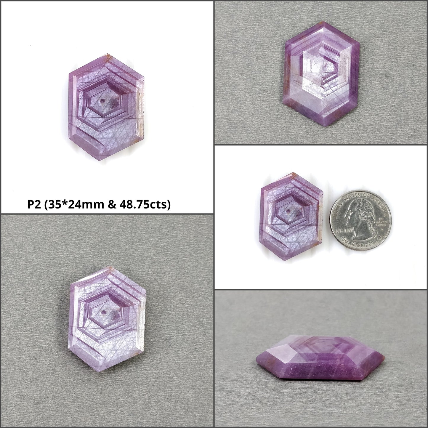 Sapphire Gemstone Normal Cut : Natural Untreated Unheated Raspberry Pink Sheen Sapphire Hexagon Shape