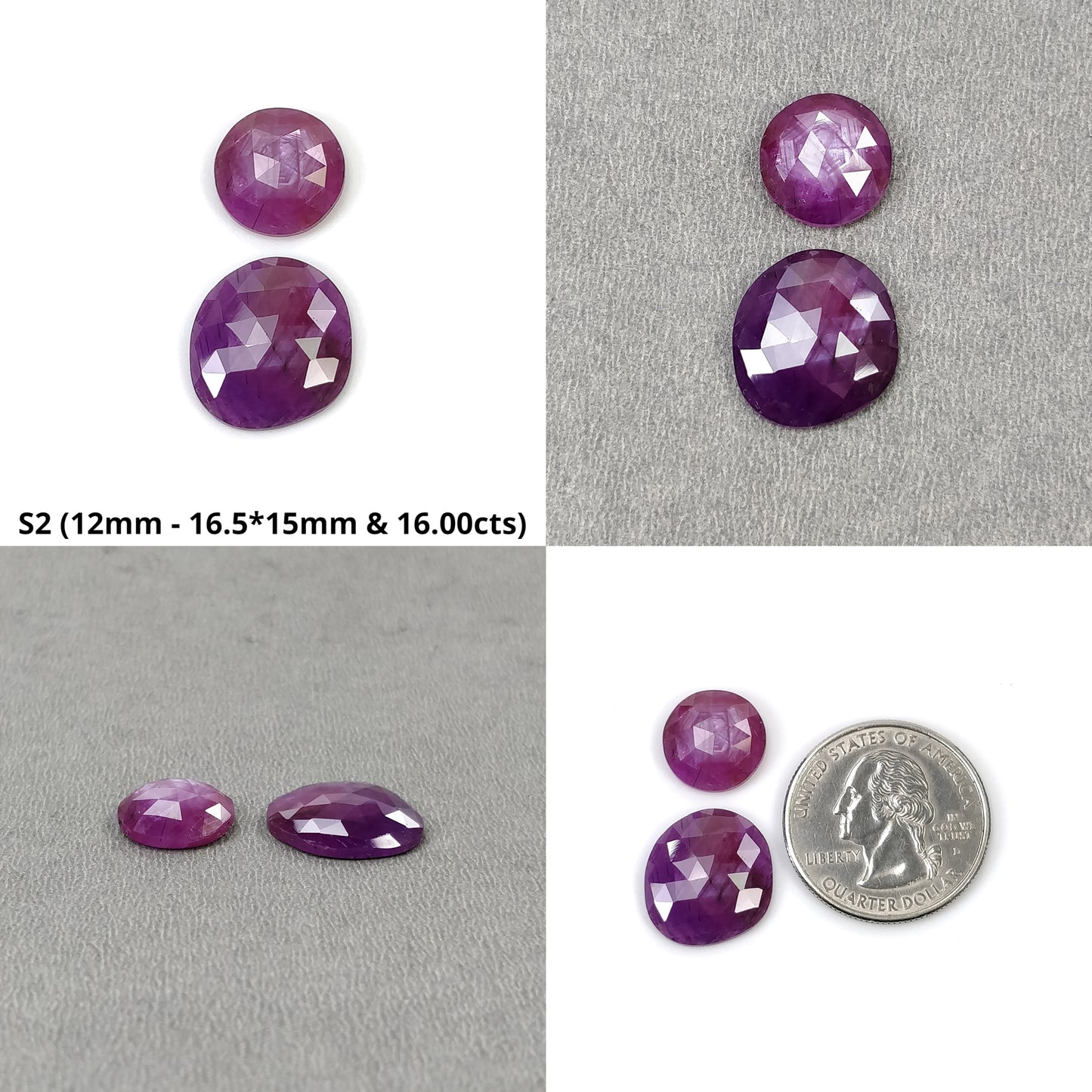 Sapphire Gemstone Rose Cut : Natural Untreated Raspberry Pink Sheen Sapphire Uneven Round Hexagon Shape 2pcs Sets