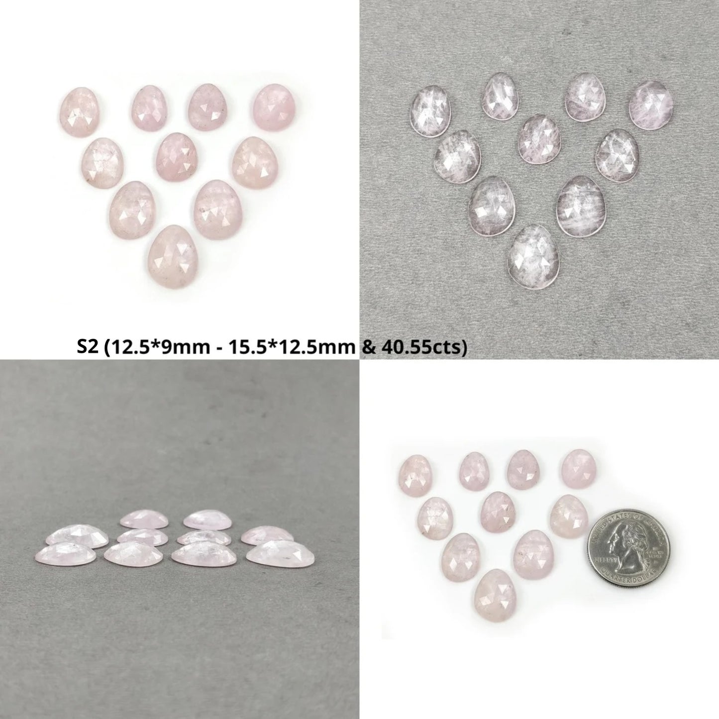 Sunstone Morganite Chrome Diopside Aquamarine Tanzanite Gemstone Rose Cut : Natural Untreated Uneven Egg Shape Set