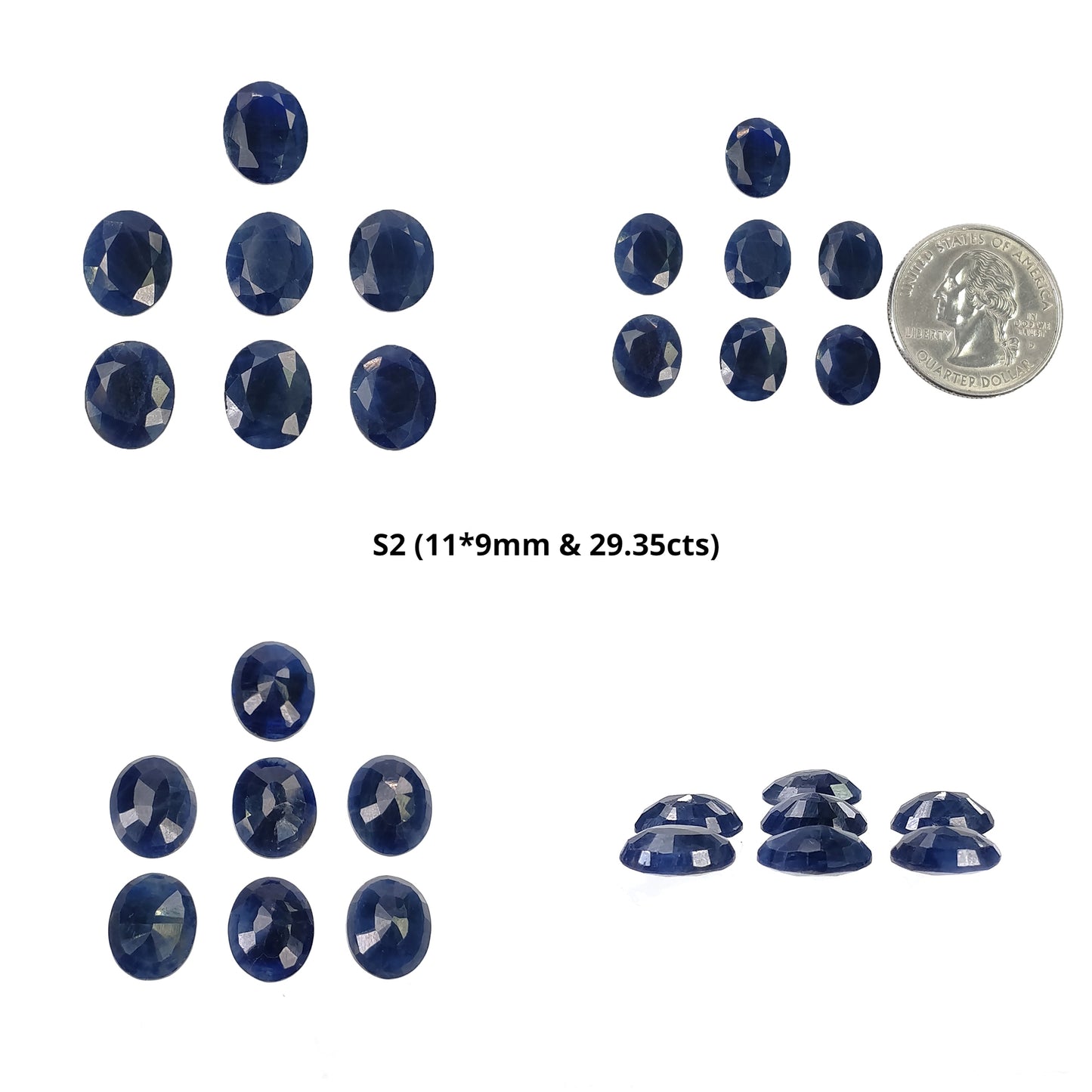 Sapphire Gemstone Normal Cut : Natural Untreated Unheated Sapphire Oval Shape 7pcs Sets