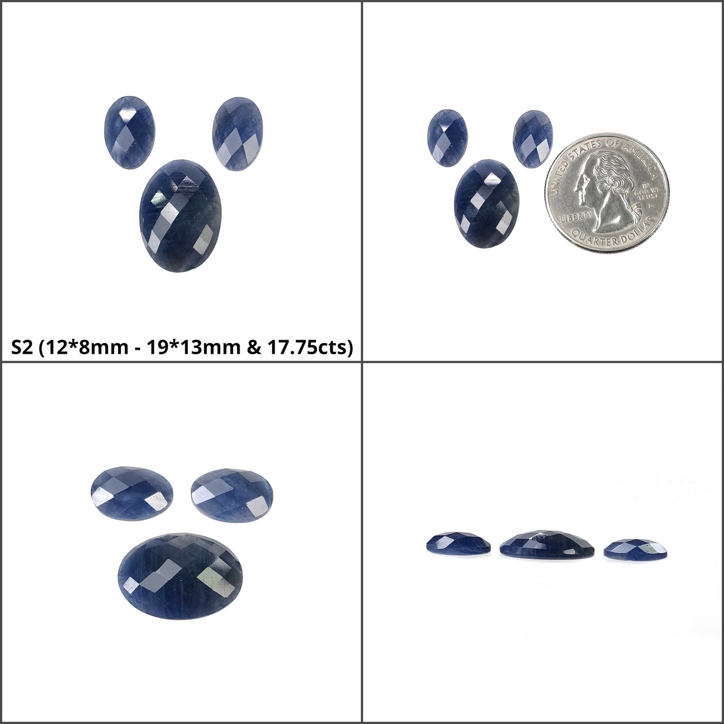 Sapphire Gemstone Rose & Checker Cut : Natural Untreated Unheated Blue Sapphire Oval Round Cushion Shape Lots