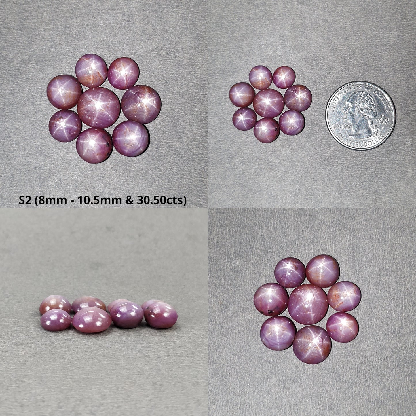 Star Sapphire Gemstone Cabochon : Natural Untreated African Pink Sapphire 6Ray Star Oval & Round Shape Lots