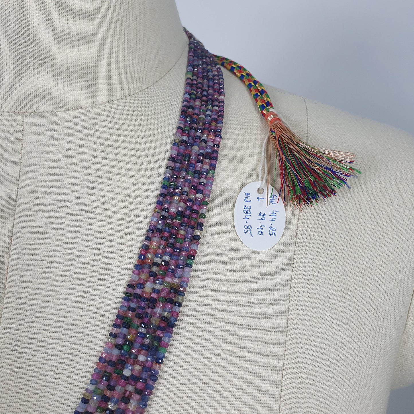MULTI SAPPHIRE Gemstone NECKLACE : Natural Untreated Sapphire Faceted Shaded Rondelle Checker Cut Beads Necklace 19.2" - 22.2"