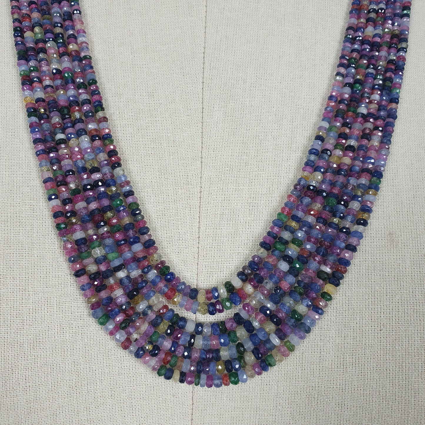 MULTI SAPPHIRE Gemstone NECKLACE : Natural Untreated Sapphire Faceted Shaded Rondelle Checker Cut Beads Necklace 19.2" - 22.2"