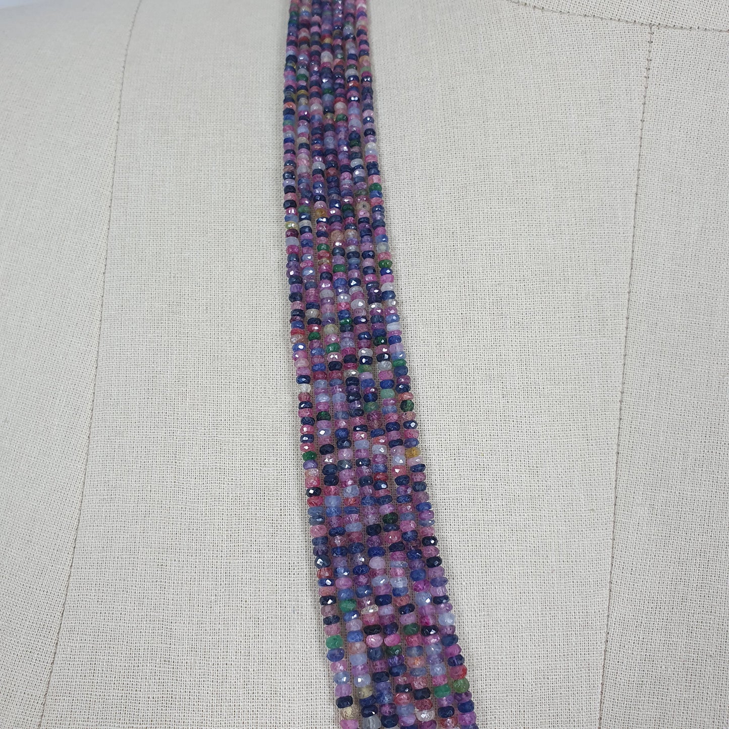 MULTI SAPPHIRE Gemstone NECKLACE : Natural Untreated Sapphire Faceted Shaded Rondelle Checker Cut Beads Necklace 19.2" - 22.2"