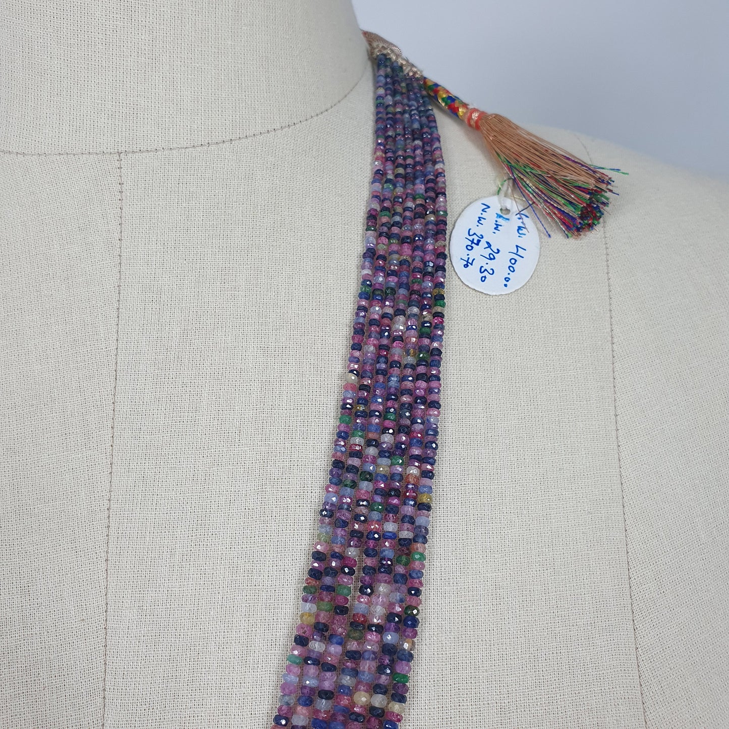 MULTI SAPPHIRE Gemstone NECKLACE : Natural Untreated Sapphire Faceted Shaded Rondelle Checker Cut Beads Necklace 19.2" - 22.2"