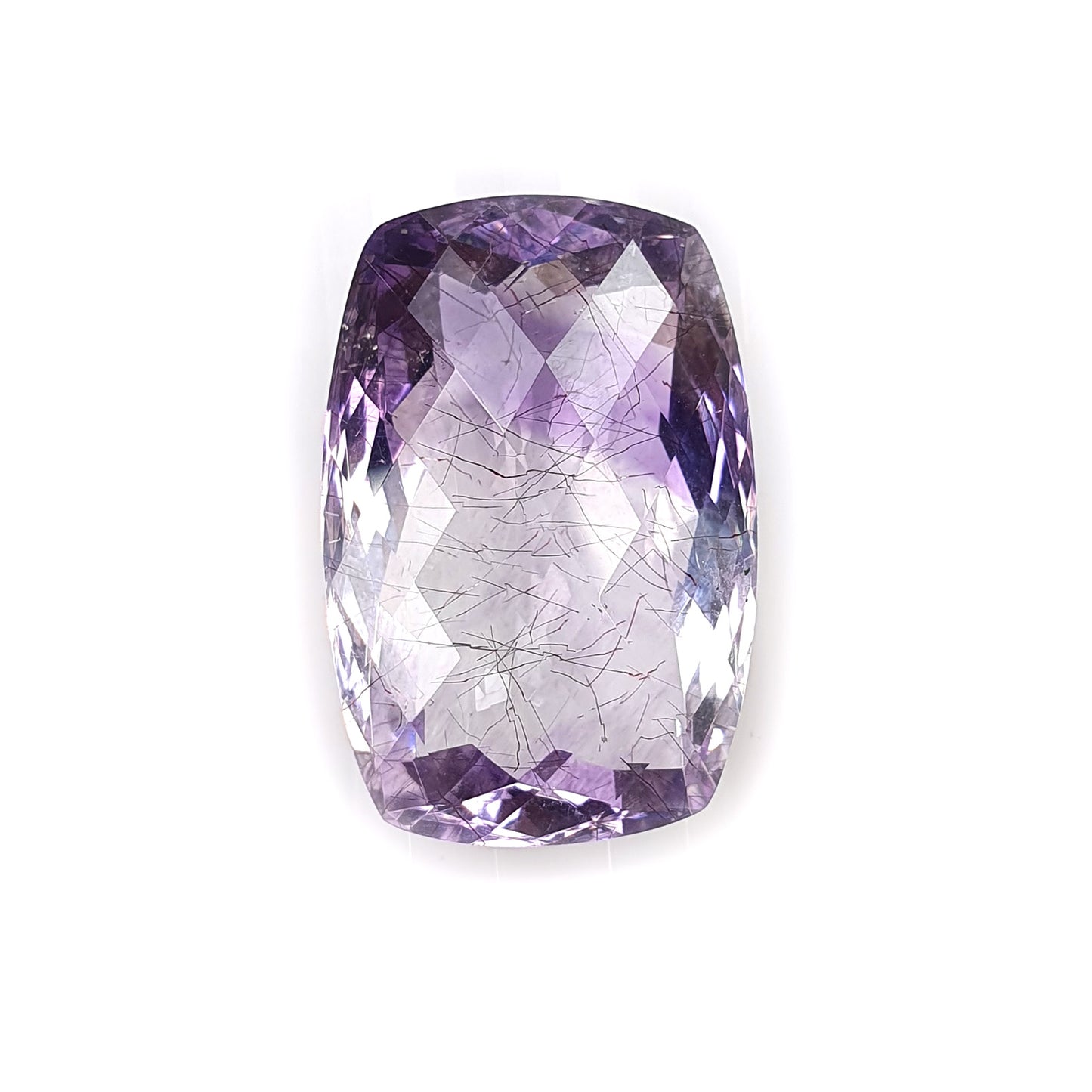 PURPLE RUTILE AMETHYST Quartz Gemstone Checker Cut : 19.65cts Natural Untreated Amethyst Cushion Shape 14*21mm (With Video)