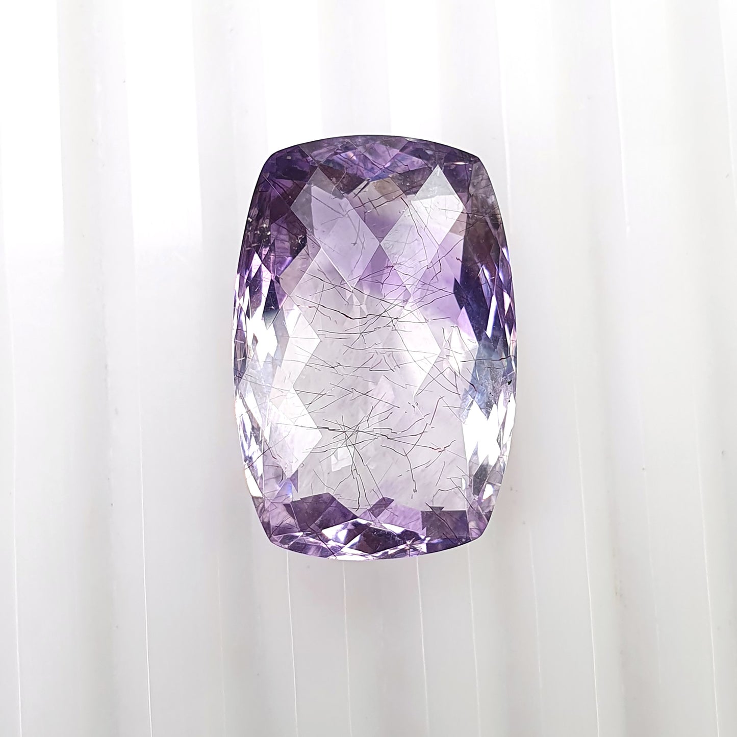 PURPLE RUTILE AMETHYST Quartz Gemstone Checker Cut : 19.65cts Natural Untreated Amethyst Cushion Shape 14*21mm (With Video)