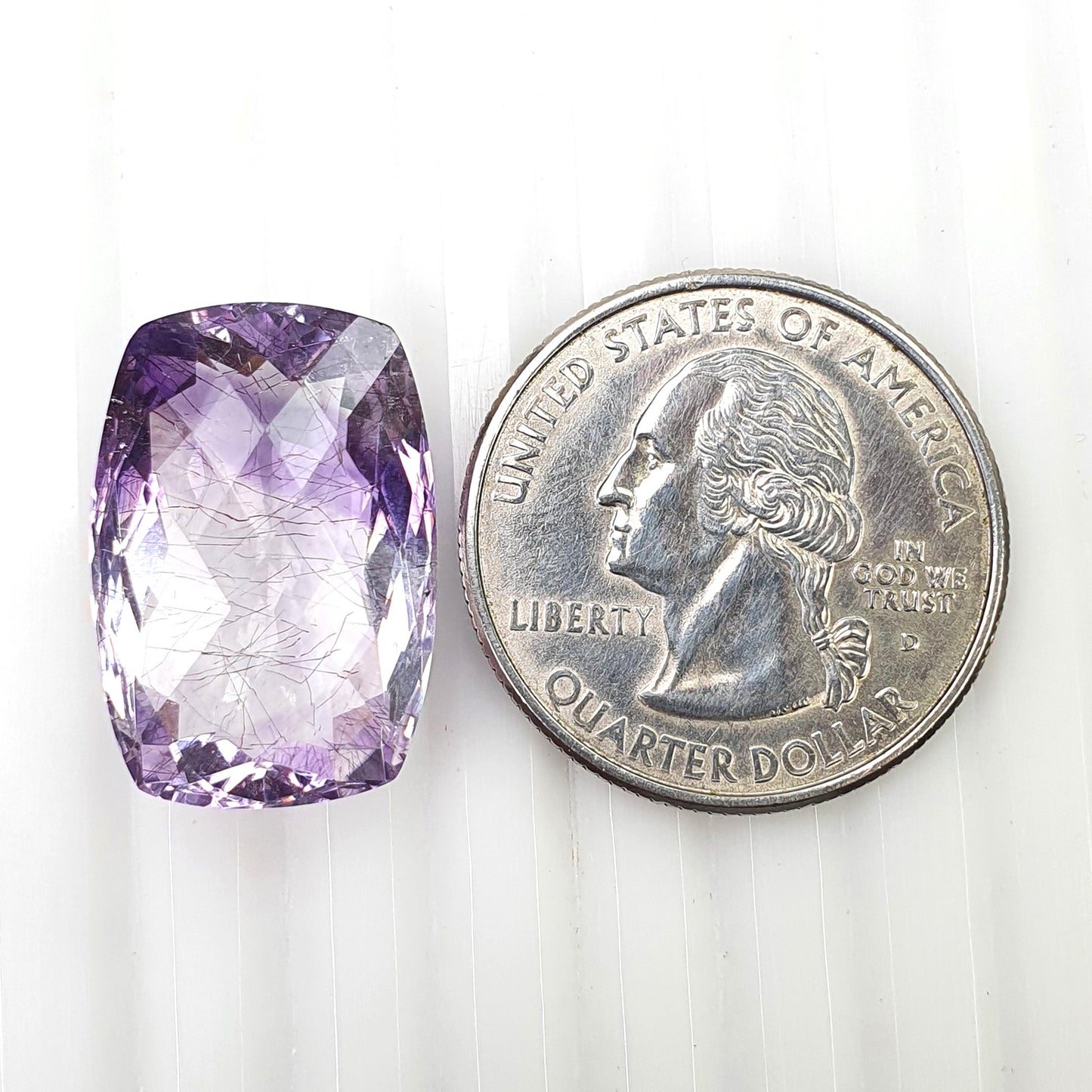 PURPLE RUTILE AMETHYST Quartz Gemstone Checker Cut : 19.65cts Natural Untreated Amethyst Cushion Shape 14*21mm (With Video)