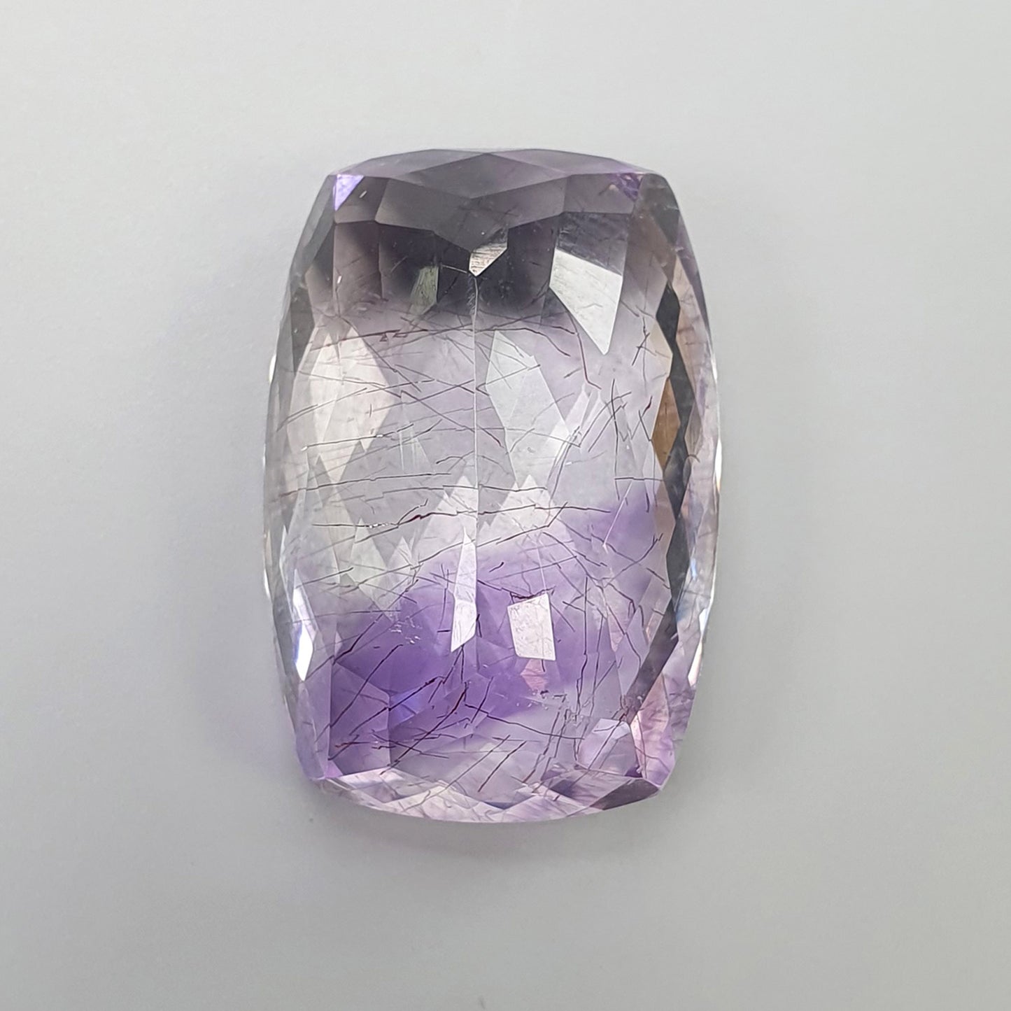 PURPLE RUTILE AMETHYST Quartz Gemstone Checker Cut : 19.65cts Natural Untreated Amethyst Cushion Shape 14*21mm (With Video)