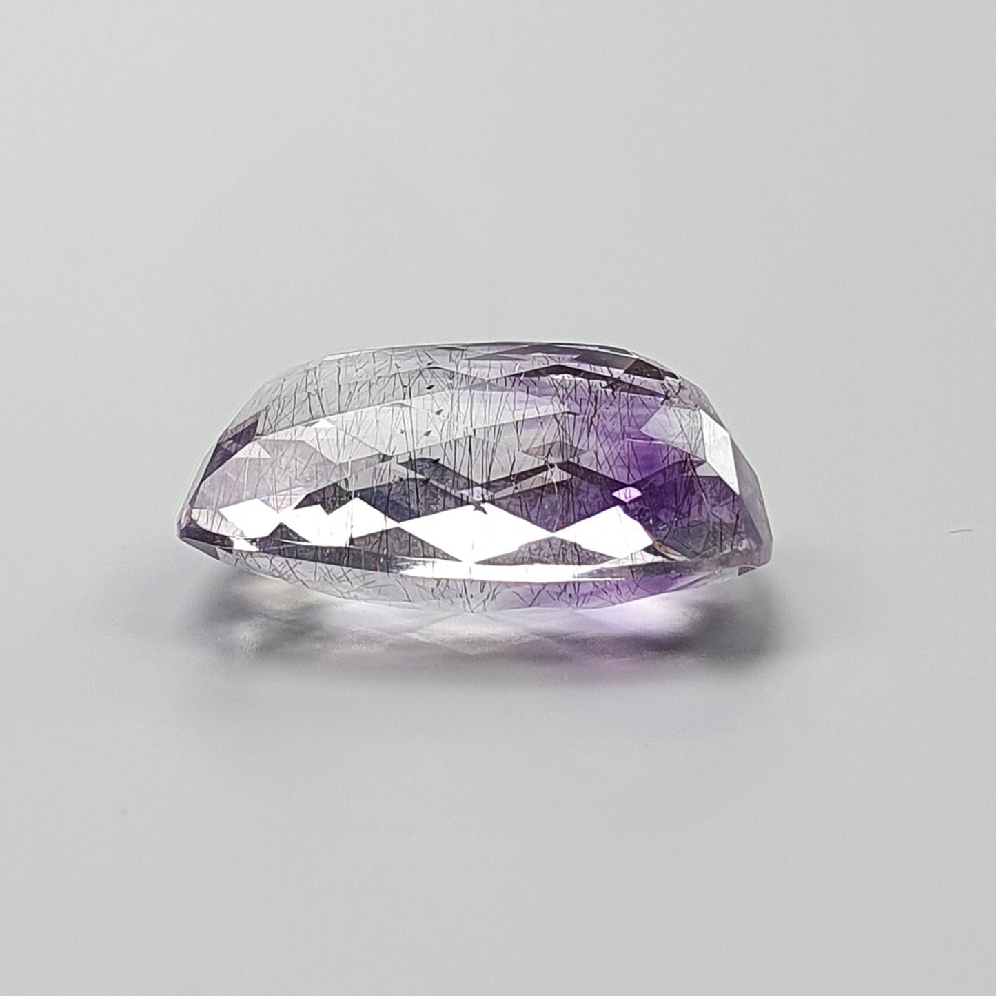 PURPLE RUTILE AMETHYST Quartz Gemstone Checker Cut : 19.65cts Natural Untreated Amethyst Cushion Shape 14*21mm (With Video)