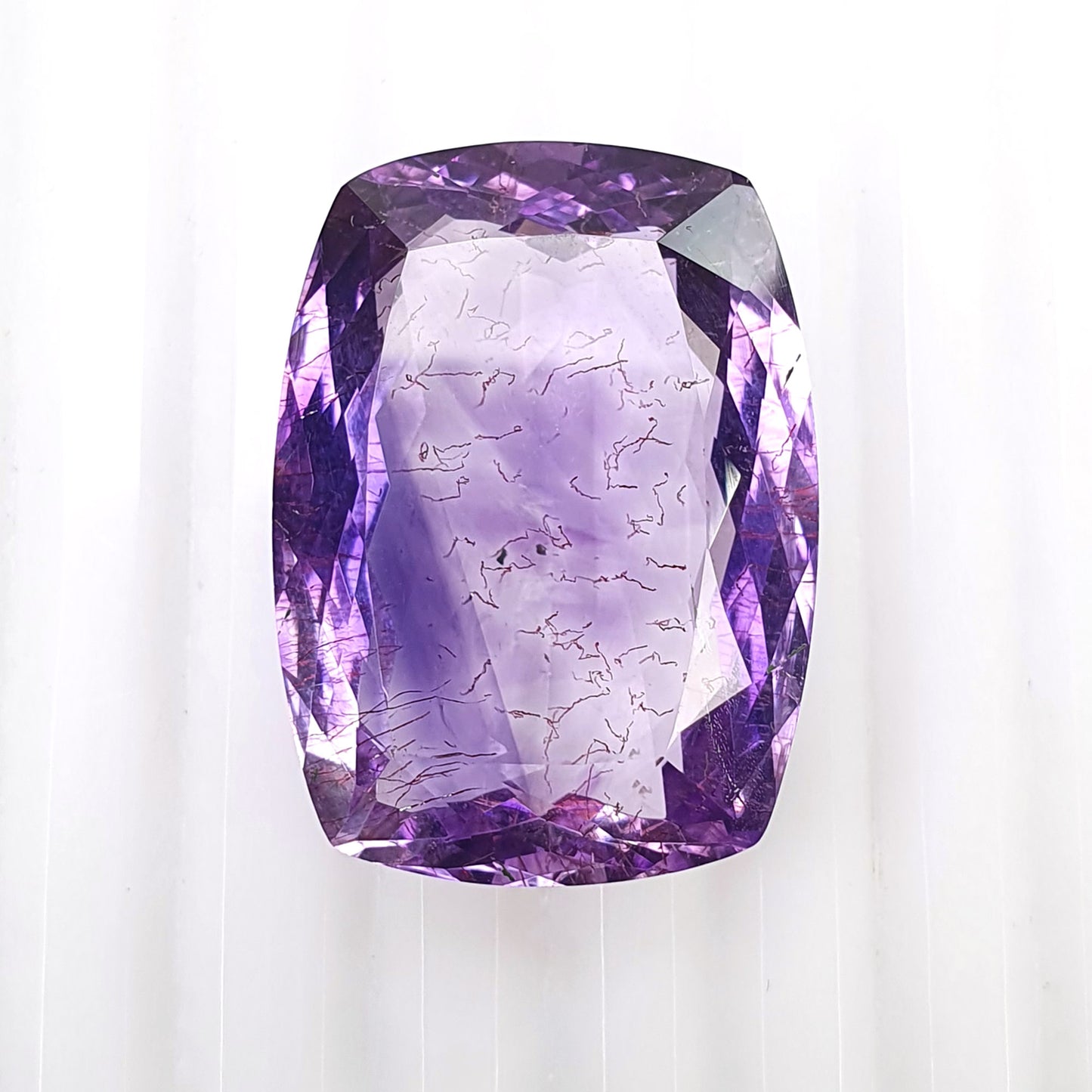 PURPLE RUTILE AMETHYST Quartz Gemstone Normal Cut : 39.00cts Natural Untreated Amethyst Cushion Shape 20*27mm (With Video)