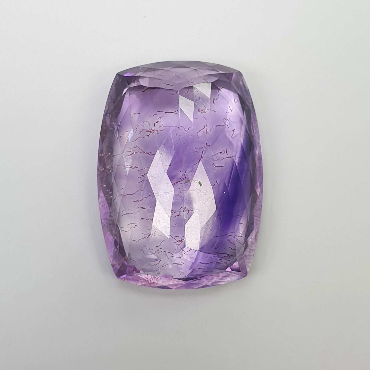 PURPLE RUTILE AMETHYST Quartz Gemstone Normal Cut : 39.00cts Natural Untreated Amethyst Cushion Shape 20*27mm (With Video)