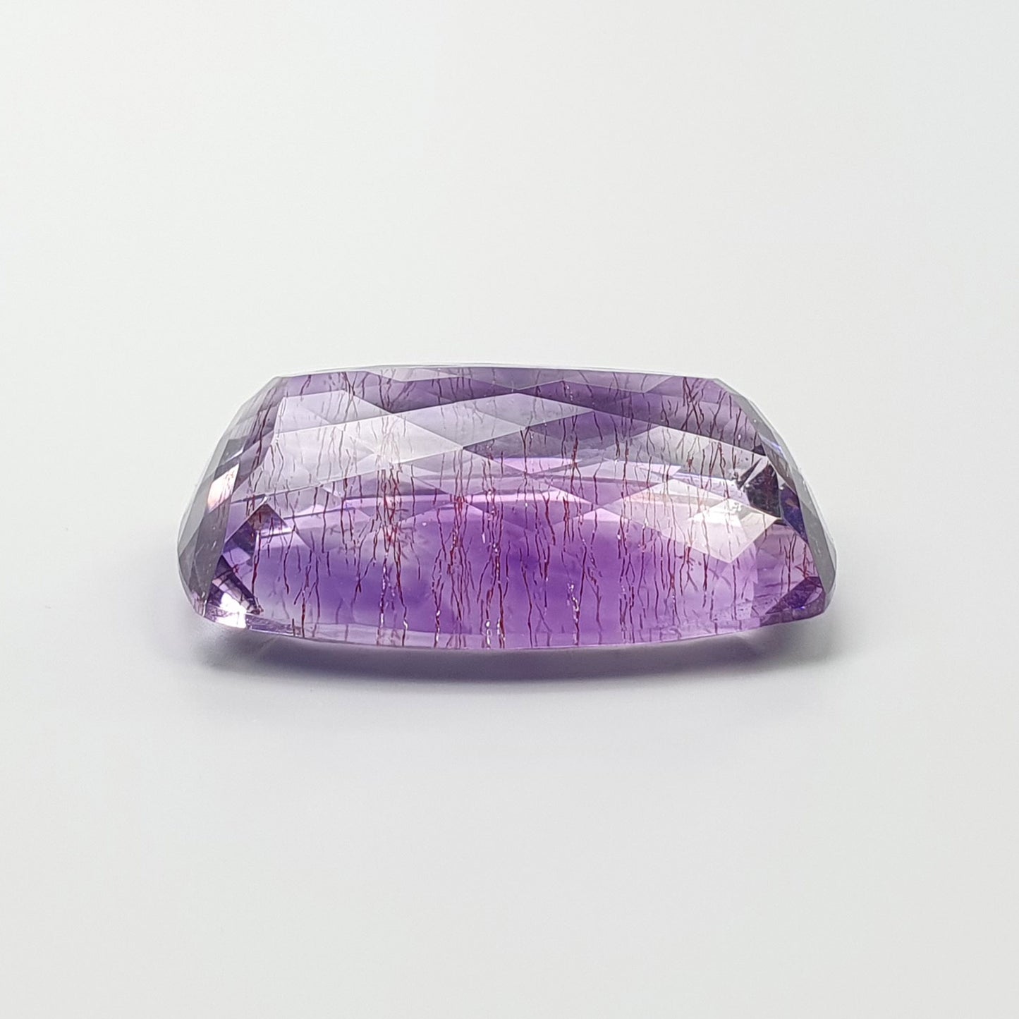 PURPLE RUTILE AMETHYST Quartz Gemstone Normal Cut : 39.00cts Natural Untreated Amethyst Cushion Shape 20*27mm (With Video)