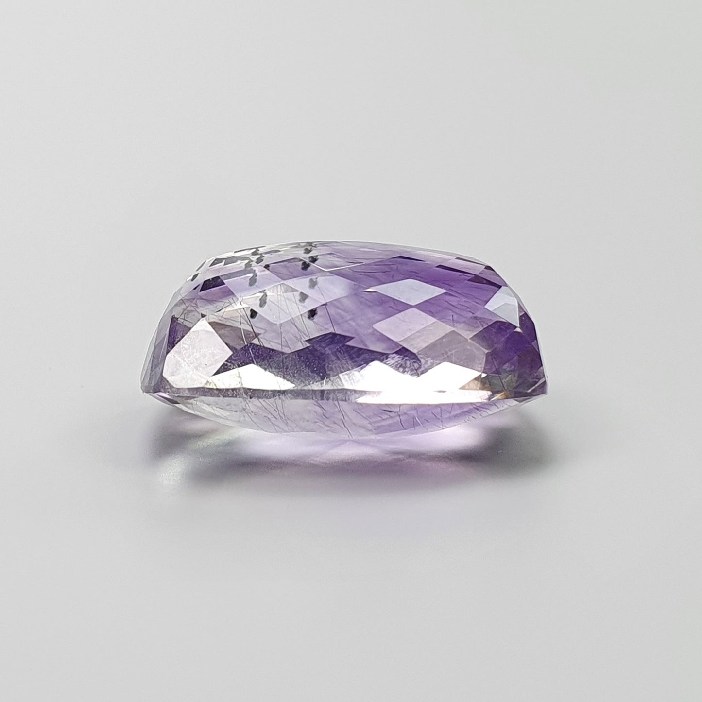 PURPLE RUTILE AMEHTYST Quartz Gemstone Checker Cut : 33.00cts Natural Untreated Amethyst Cushion Shape 17*24mm (With Video)