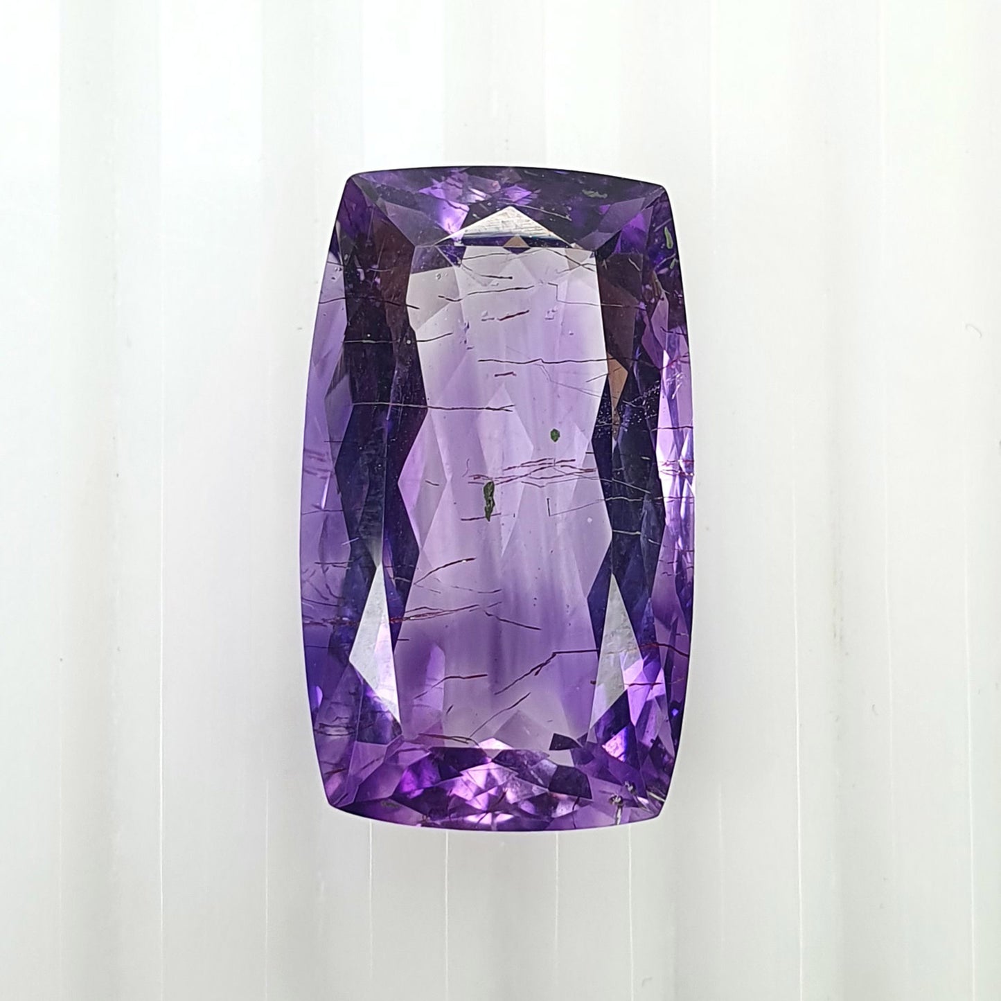 PURPLE RUTILE AMETHYST Quartz Normal Cut : 19.45cts Natural Untreated Amethyst Cushion Shape 13*23mm (With Video)