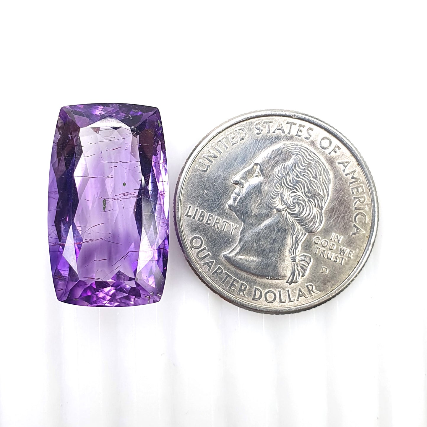 PURPLE RUTILE AMETHYST Quartz Normal Cut : 19.45cts Natural Untreated Amethyst Cushion Shape 13*23mm (With Video)