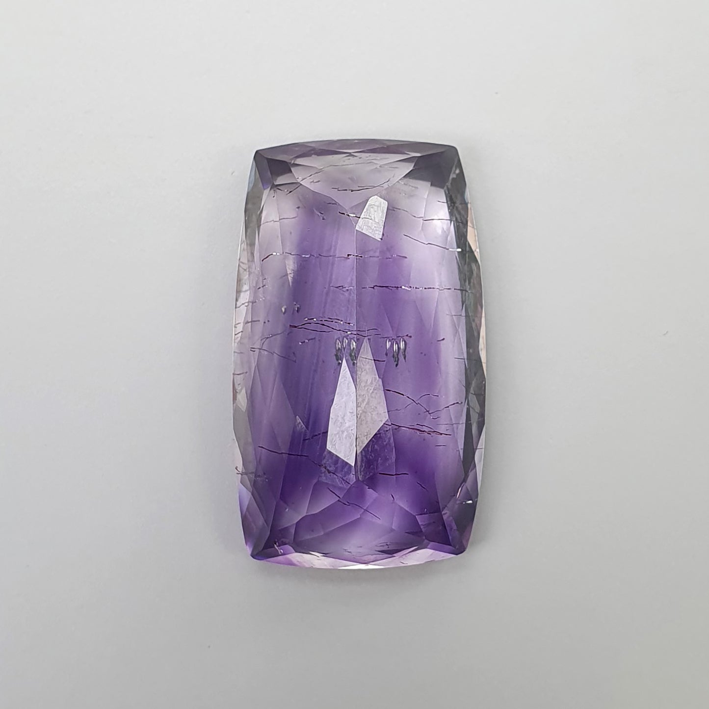 PURPLE RUTILE AMETHYST Quartz Normal Cut : 19.45cts Natural Untreated Amethyst Cushion Shape 13*23mm (With Video)