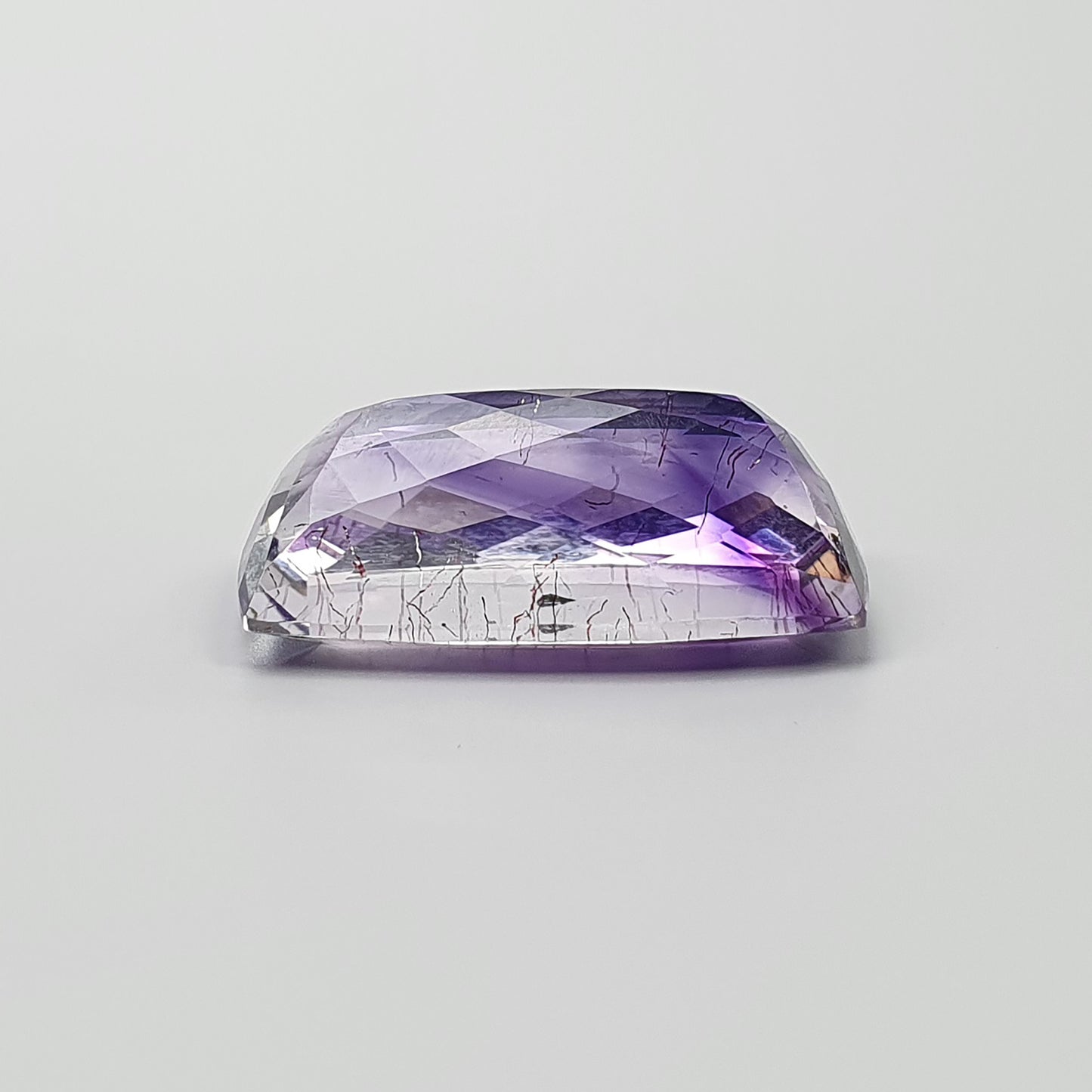 PURPLE RUTILE AMETHYST Quartz Normal Cut : 19.45cts Natural Untreated Amethyst Cushion Shape 13*23mm (With Video)