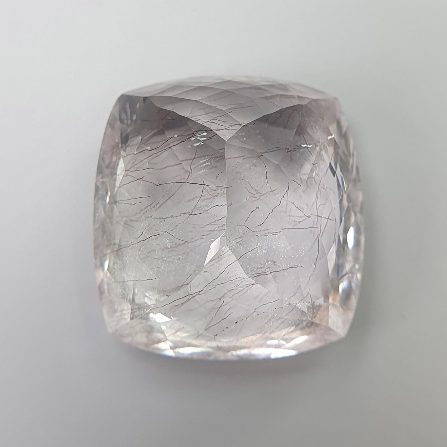 PURPLE RUTILE AMETHYST Quartz Gemstone Checker Cut : 35.00cts Natural Amethyst Cushion Shape 20*19mm (With video)