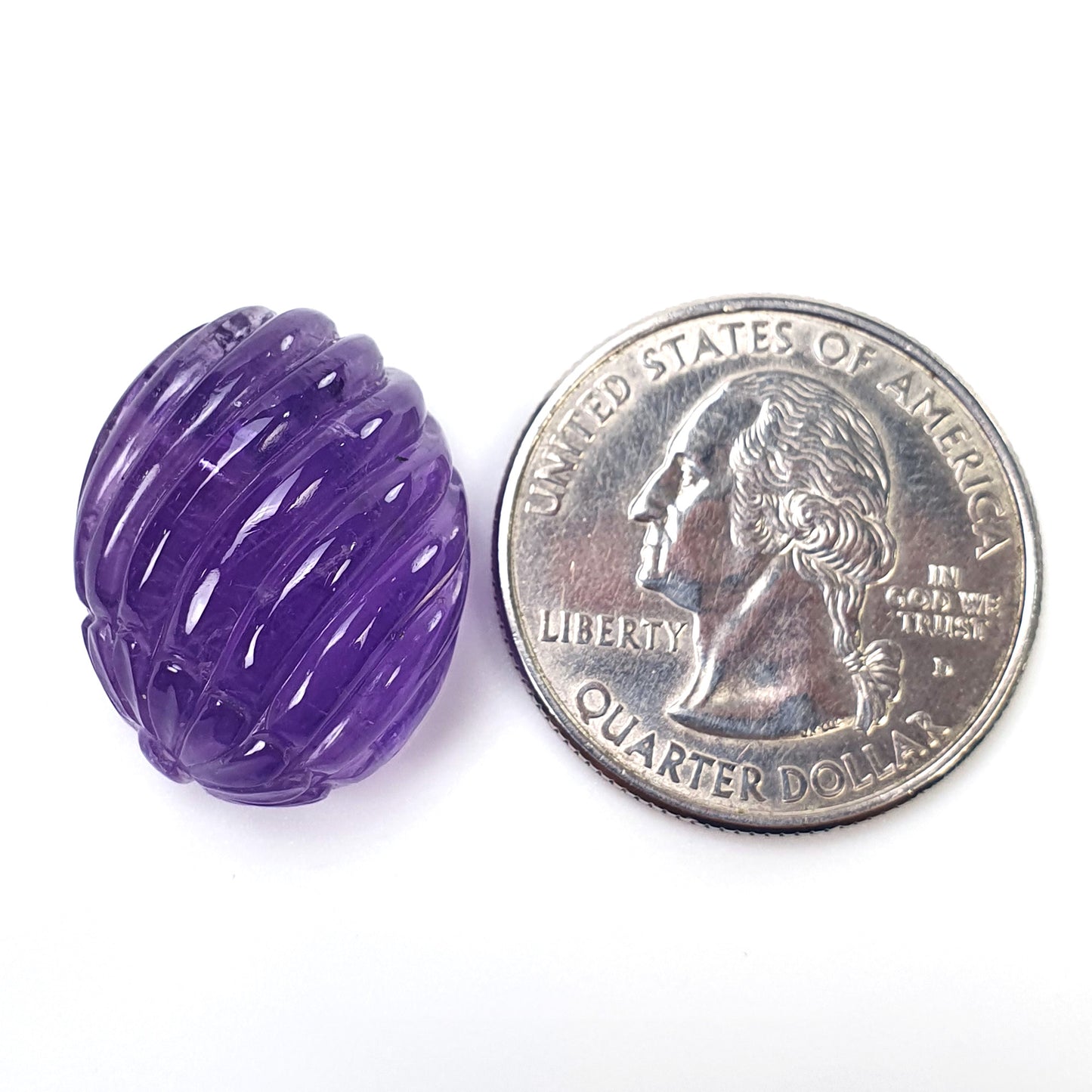 Purple AMETHYST Gemstone Carving : 27.30cts Natural Untreated Amethyst Hand Carved Oval Shape 21*17mm (With Video)