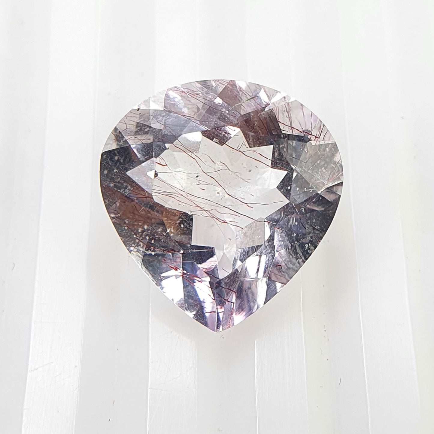 PURPLE RUTILE AMETHYST Quartz Gemstone Normal Cut : 7.75cts Natural Untreated Amethyst Heart Shape 14mm (With Video)