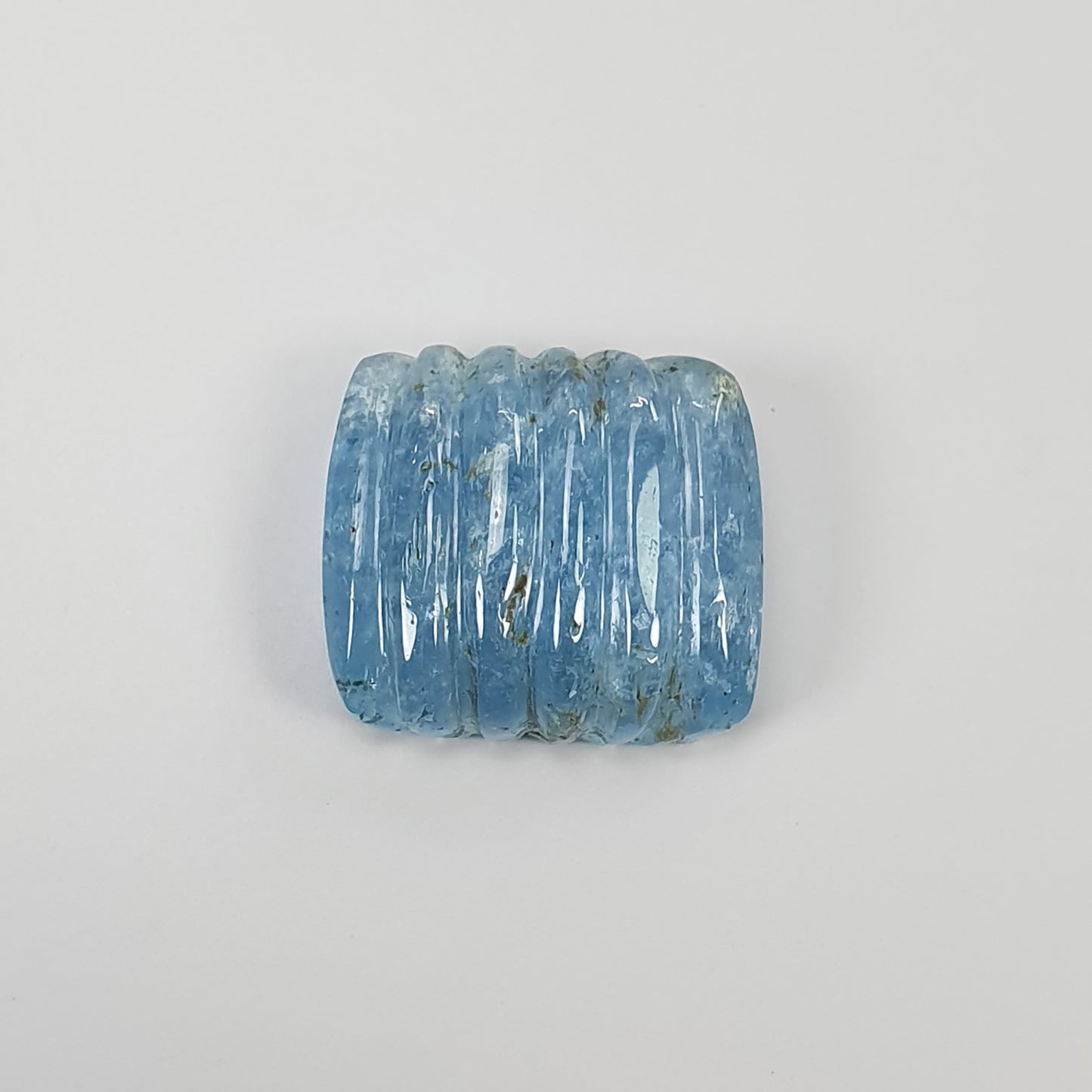 AQUAMARINE Gemstone Carving : 21.85cts Natural Untreated Blue Aqua Hand Carved Cushion Shape 18.5*17mm