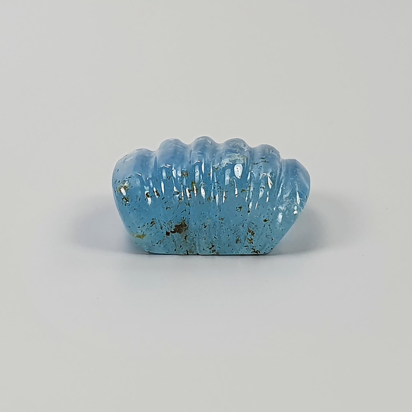 AQUAMARINE Gemstone Carving : 21.85cts Natural Untreated Blue Aqua Hand Carved Cushion Shape 18.5*17mm