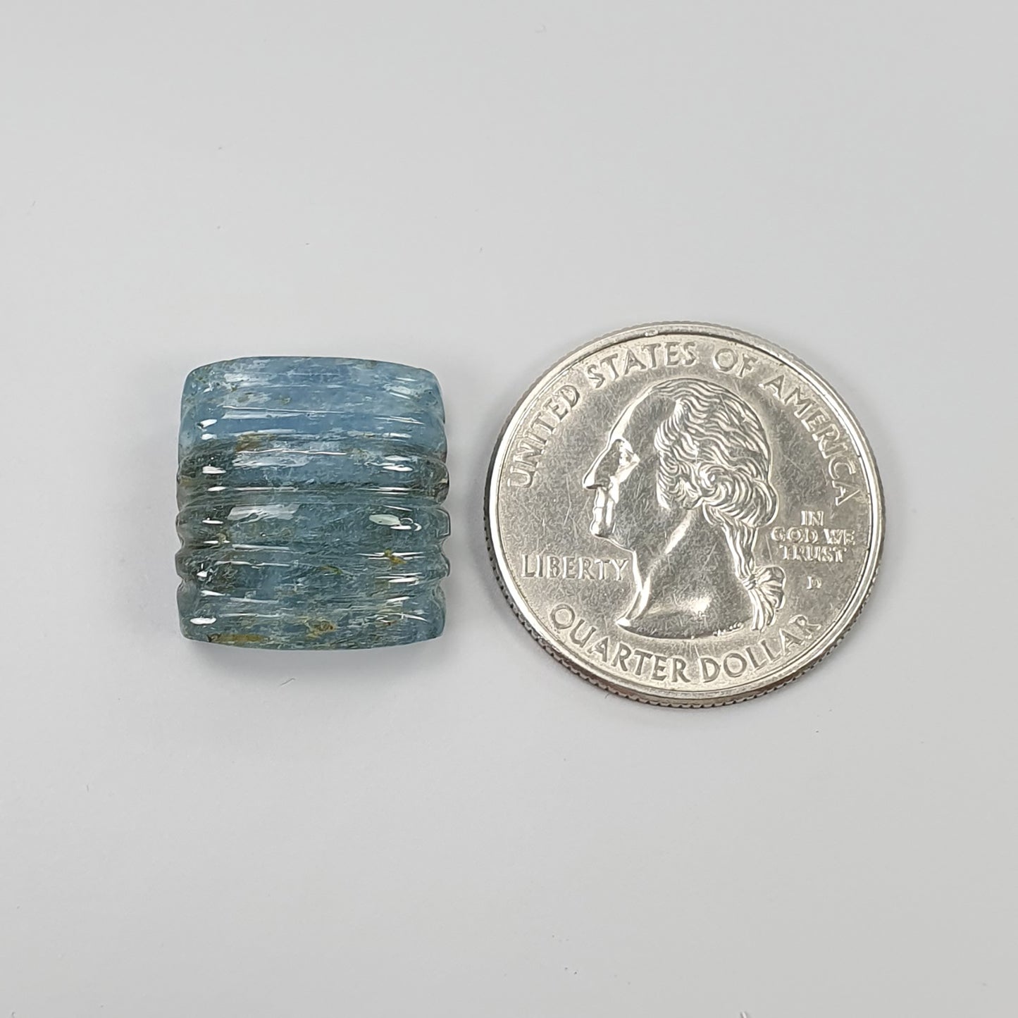 AQUAMARINE Gemstone Carving : 21.86cts Natural Untreated Blue Aqua Hand Carved Cushion Shape 18.5*16.5mm