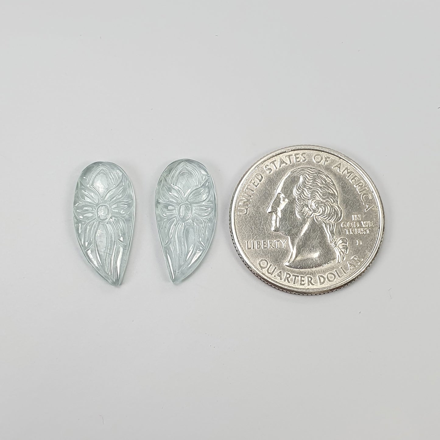 AQUAMARINE Gemstone Carving : 9.95cts Natural Untreated Blue Aquamarine Hand Carved Uneven Shape 20*10mm Pair