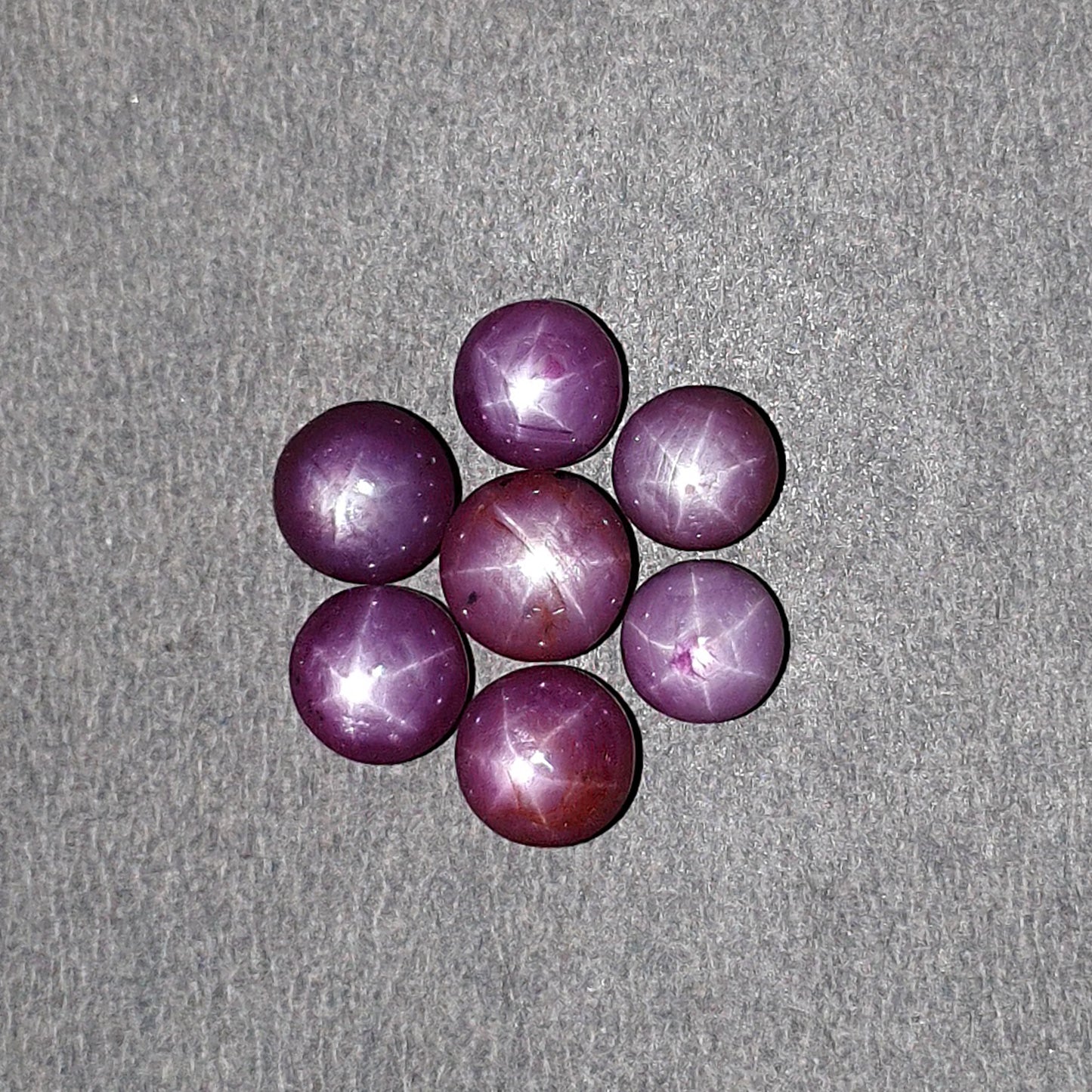 Star Sapphire Gemstone Cabochon: 37.05cts Natural Untreated Raspberry Pink Sapphire Round Shape Cabochon 6.5mm - 7.5mm 14pcs Set