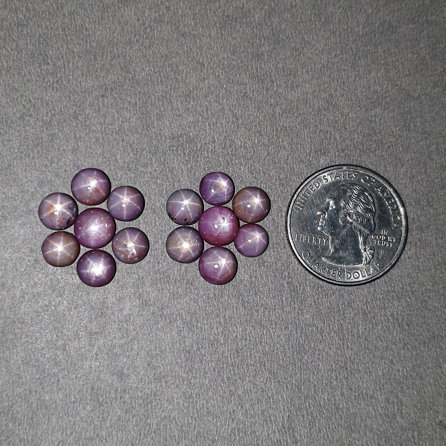 Star Sapphire Gemstone Cabochon: 38.35cts Natural Untreated Raspberry Pink Sapphire Round Shape Cabochon 6.5mm - 8mm 14pcs Set