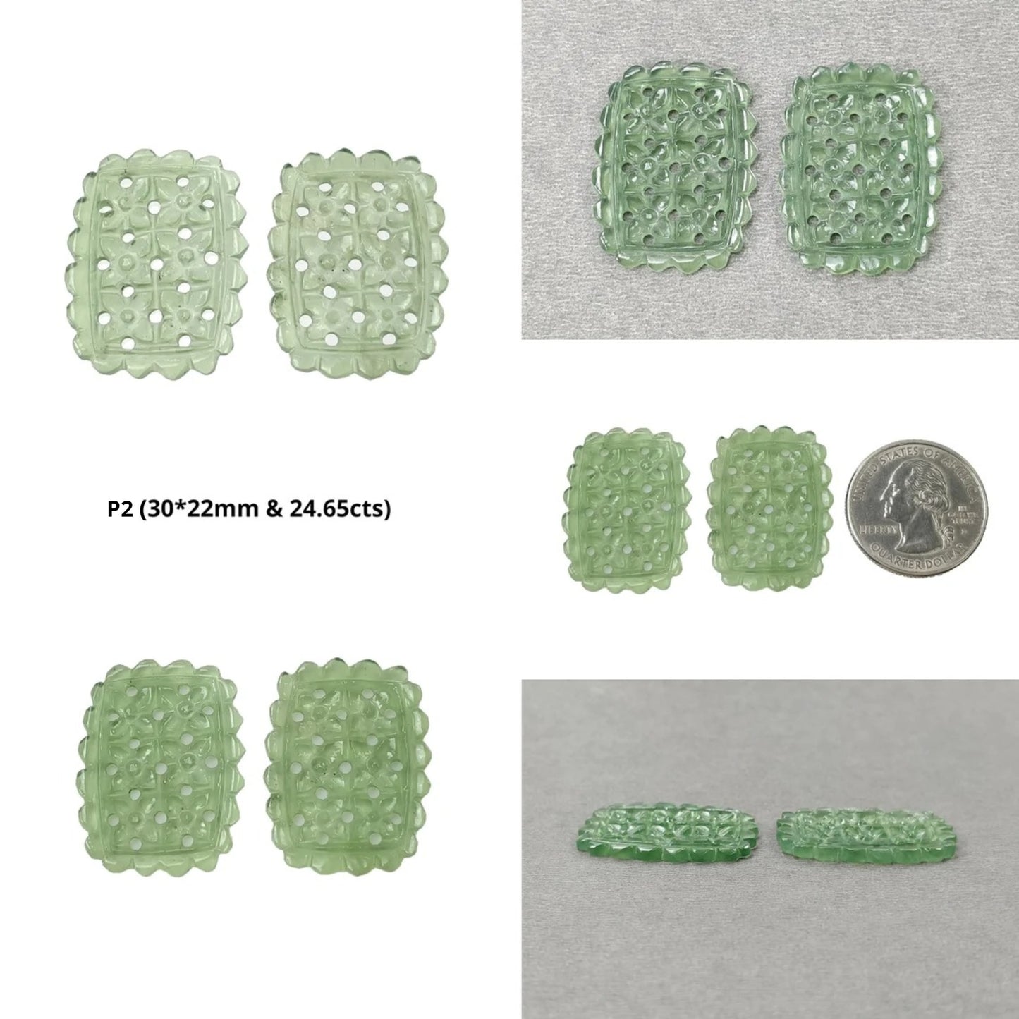 ANTIGORITE SERPENTINE Gemstone Carving : Natural Untreated Green Serpentine Hand Carved Cushion & Uneven Shape Pair