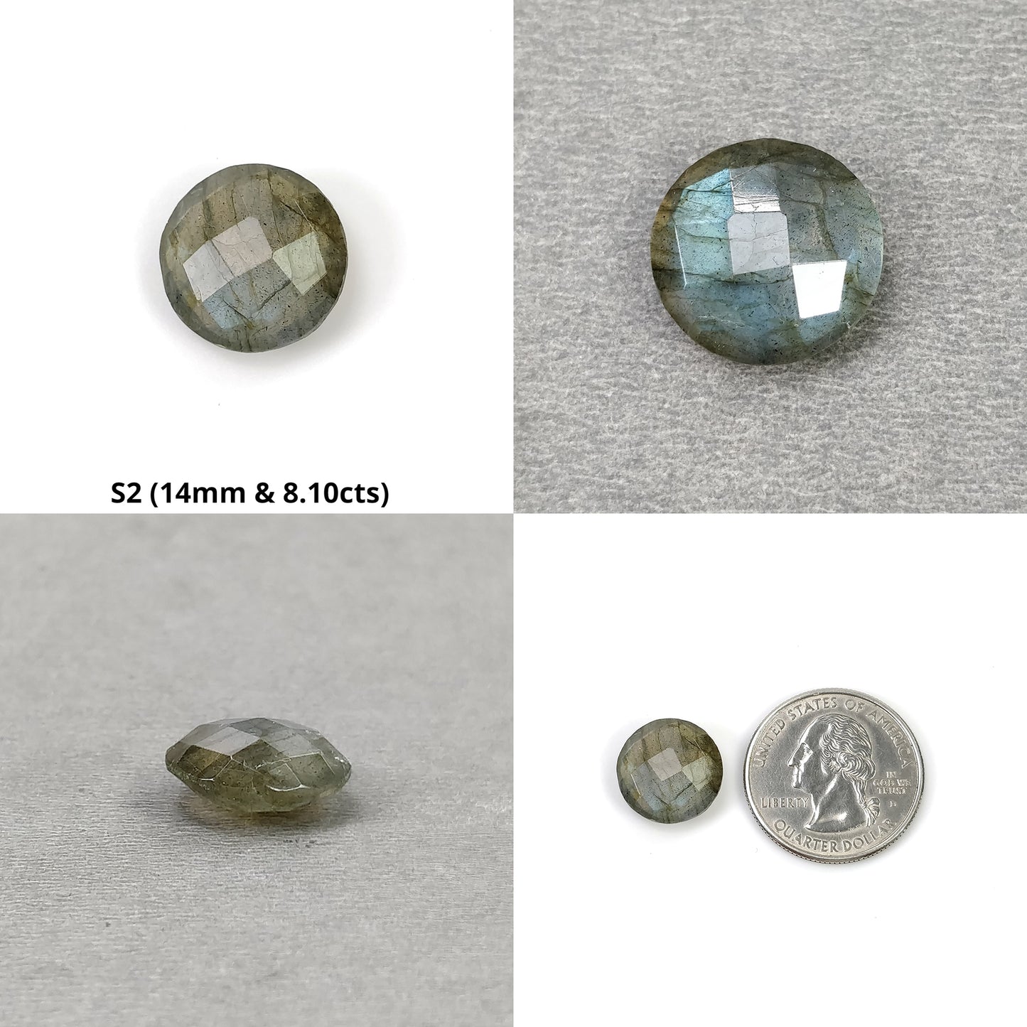 Labradorite Gemstone Checker Cut : Natural Untreated Rainbow Flashing Labradorite Round Shape Set For Jewelry