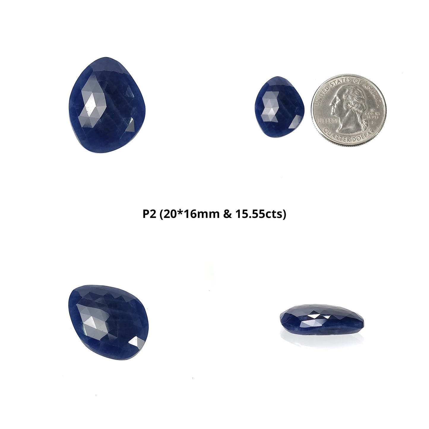 Sapphire Gemstone Rose Cut : Natural Untreated Unheated Blue Sapphire Uneven Shape Set