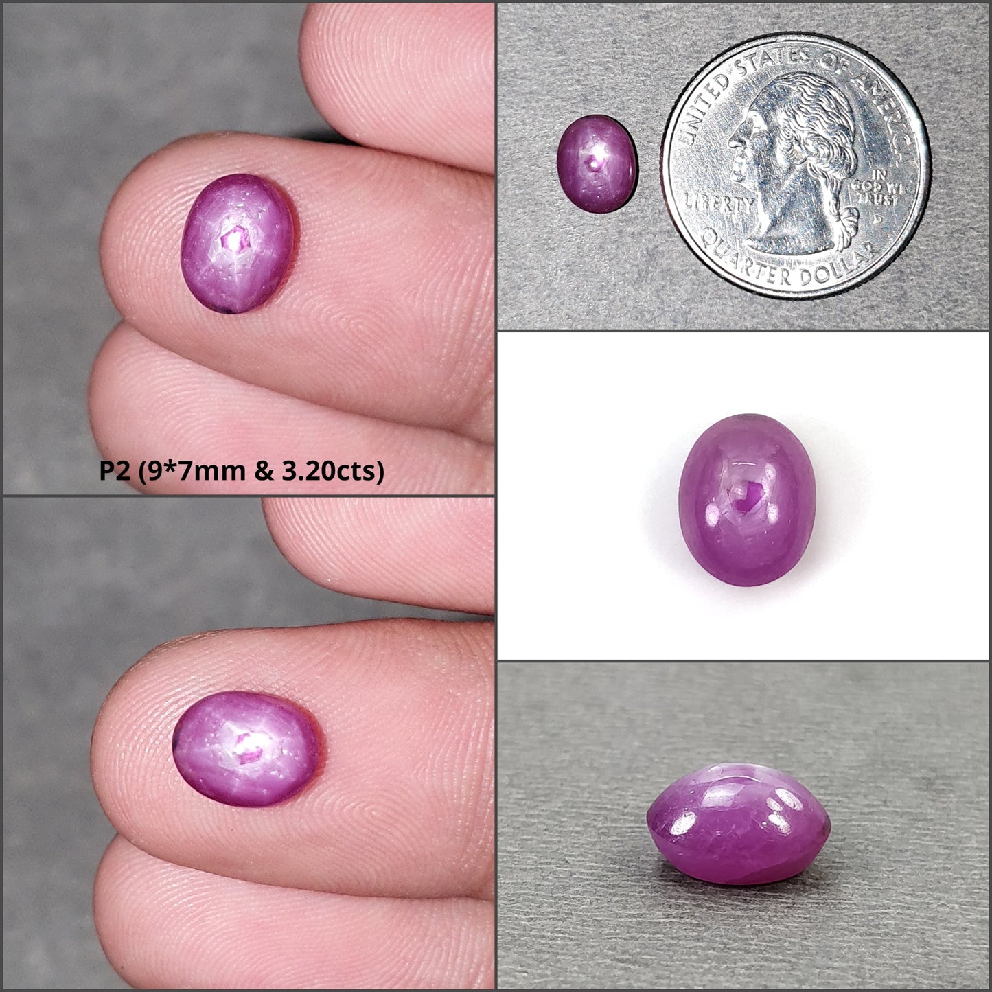 Star Sapphire Gemstone Cabochon : Natural Untreated Exclusive Rare Record Keeper Pink Sapphire 6Ray Star Oval Shape