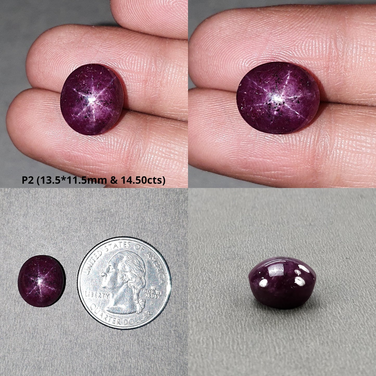 Star Ruby Gemstone Cabochon : Natural Untreated Unheated Red 6Ray Star Ruby Oval Shape