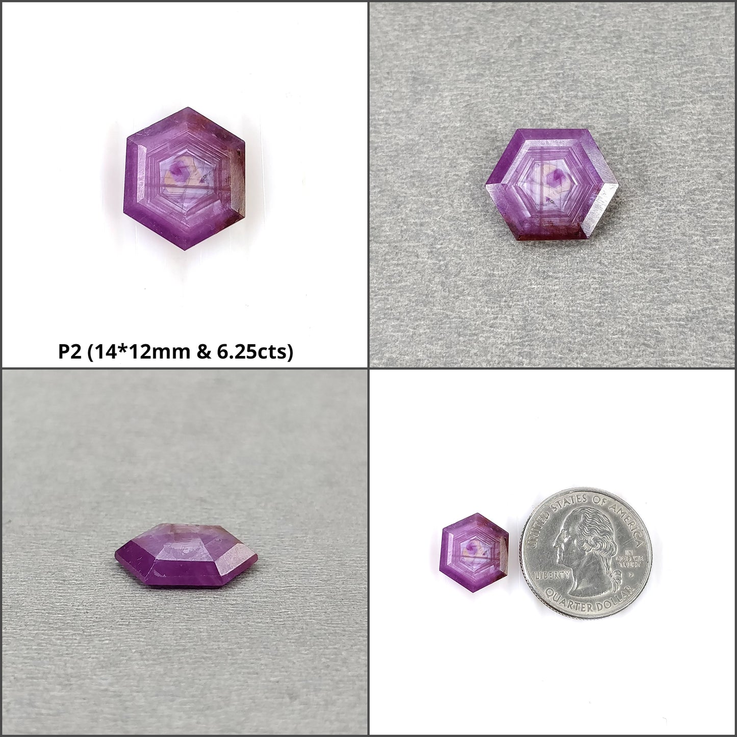 Sapphire Gemstone Normal Cut : Natural Untreated Unheated Raspberry Pink Sheen Sapphire Hexagon Shape