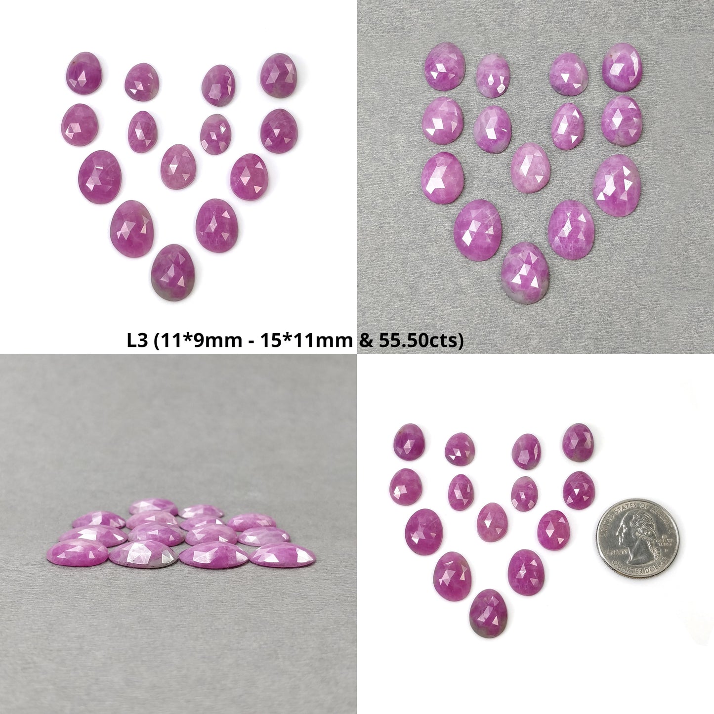 RUBY ZOISITE Gemstone Rose Cut : Natural Untreated Unheated Ruby Bi-Color Uneven Egg Shape 13pcs 14pcs & 16pcs (With Video)