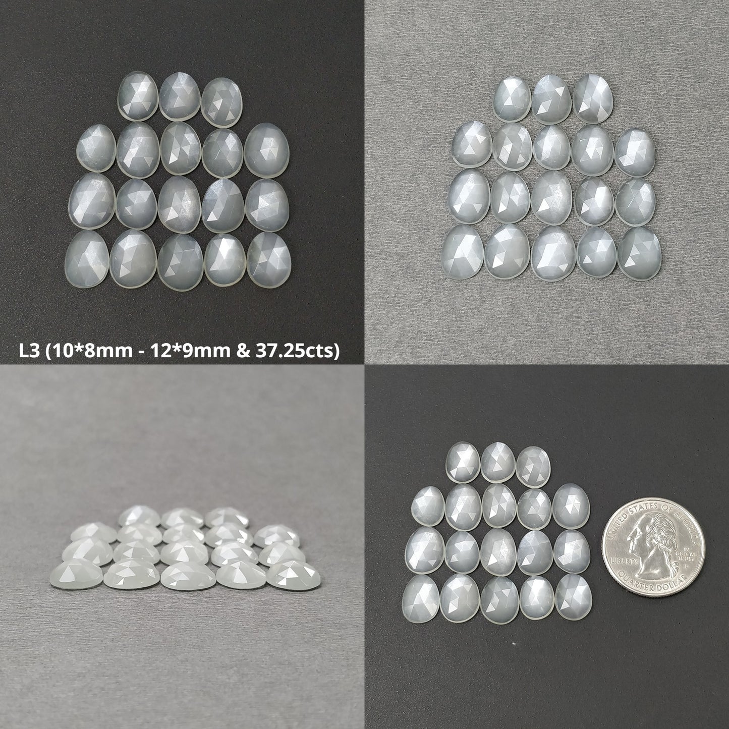 Multi Color MOONSTONE Gemstone Rose Cut : Natural Untreated Unheated Moonstone Uneven Egg Shape 17pcs 18pcs 19pcs