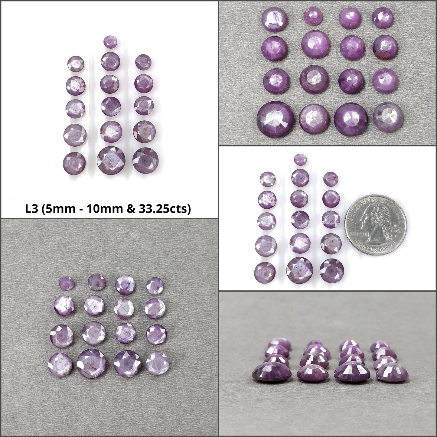 Raspberry Sheen SAPPHIRE Gemstone Rose Cut : Natural Untreated Unheated Pink Sapphire Round Shape 15pcs 16pcs 27pcs 19pcs Lots