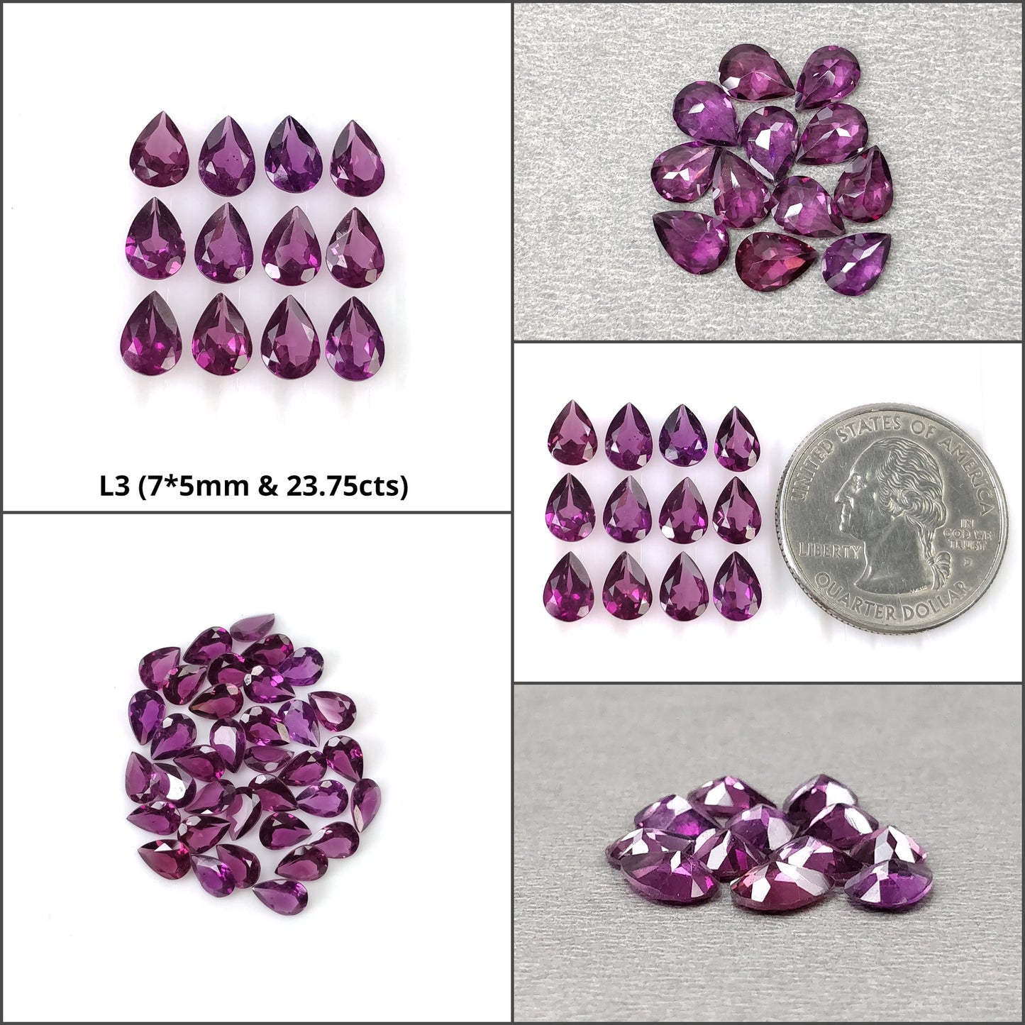 PURPLE GARNET Gemstone Normal Cut: Natural Untreated Garnet Round & Pear Triangle Shape 7pcs 22pcs 28pcs 35pcs 38pcs 100pcs Lot